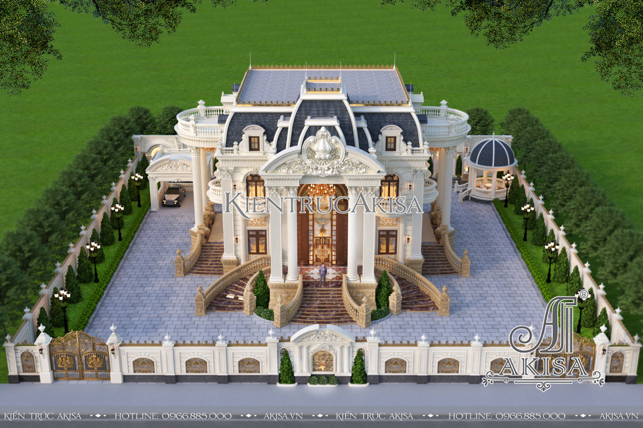 Thiết kế biệt thự 2 tầng kiểu Pháp đẹp Sang trọng (CĐT: bà Lan Anh - Bình Định) BT23630