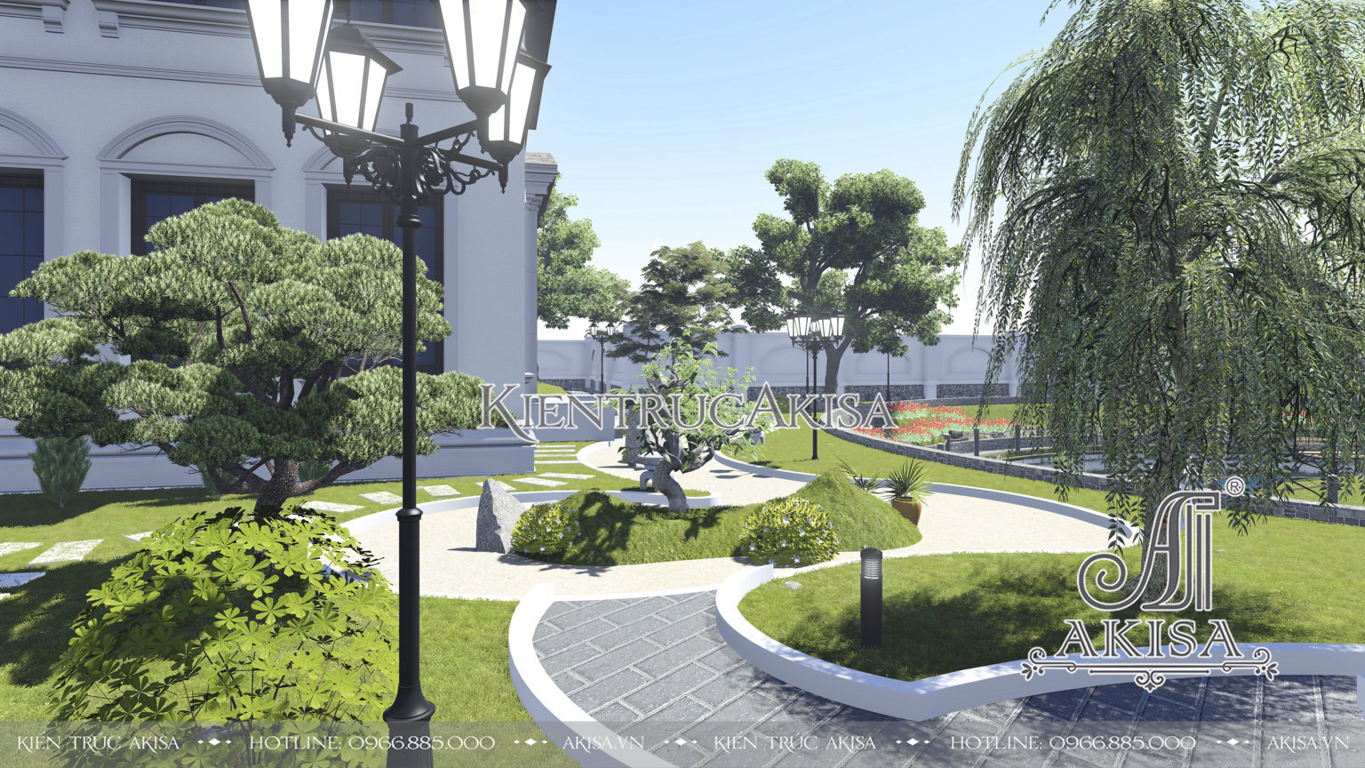 Thiết kế sân vườn phong cách châu Âu (CĐT: ông Dũng - Vĩnh Phúc) SV22019