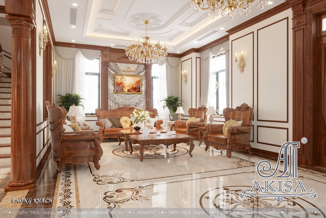 Thiết kế nội thất biệt thự tân cổ điển 2 tầng (CĐT: ông Hồng - Bắc Giang) NT22628