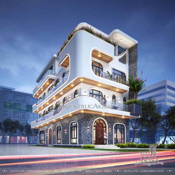 Thiết kế biệt thự hiện đại 3 tầng 1 tum (CĐT: bà Hòa - Phú Thọ) BT31643