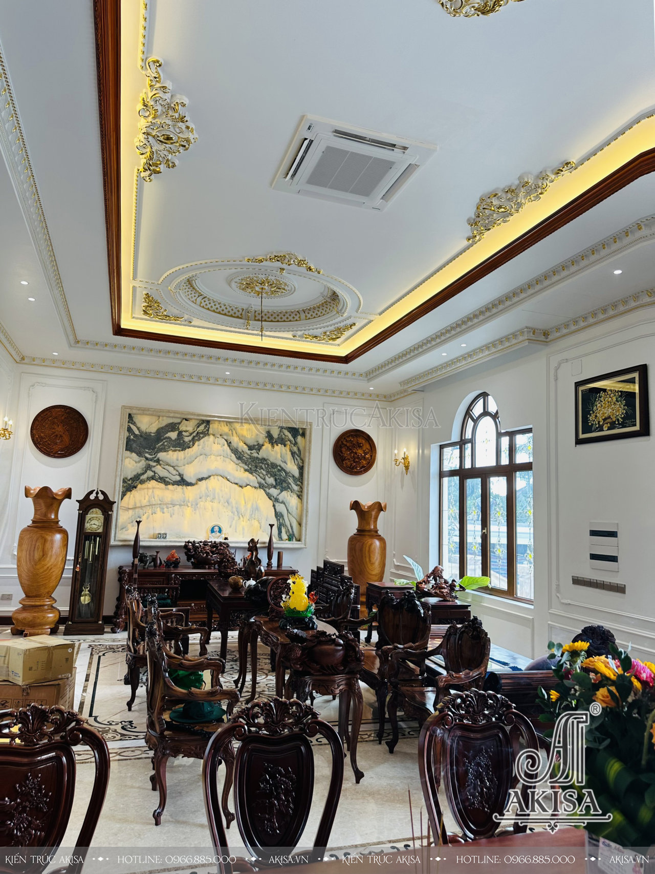 Thiết kế biệt thự 1 tầng tân cổ điển đẹp hoàn mỹ (CĐT: ông Phúc - Tiền Giang) BT12655
