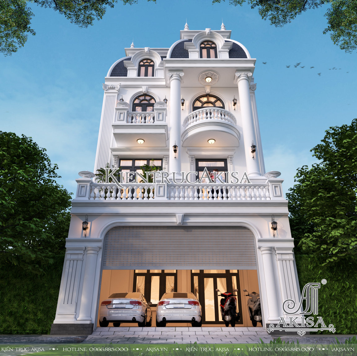 Thiết kế biệt thự mini tân cổ điển 3 tầng (CĐT: ông Cảnh - Ninh Bình) BT32670