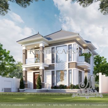Thiết kế nhà biệt thự đẹp 2 tầng (CĐT: bà Hường - Hà Nội) BT21679