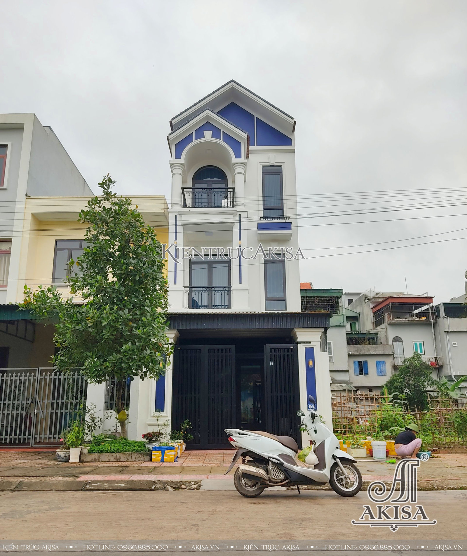 Thiết kế nhà phố 3 tầng tân cổ điển mái Thái (CĐT: ông Thắng - Quảng Ninh) NP32695