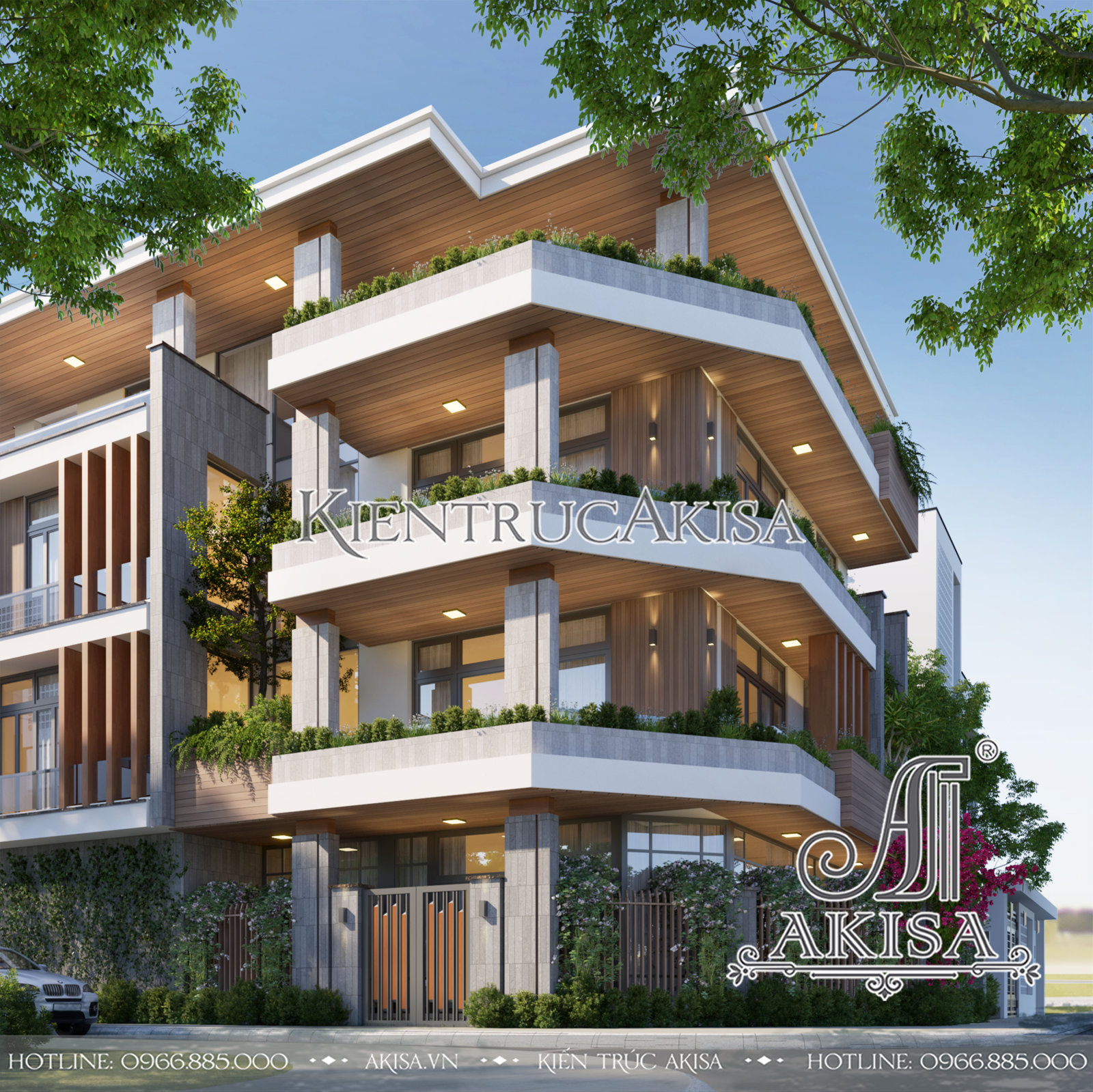 Thiết kế biệt thự hiện đại 4 tầng đẹp (CĐT: ông Tiến - Quảng Bình) BT41713