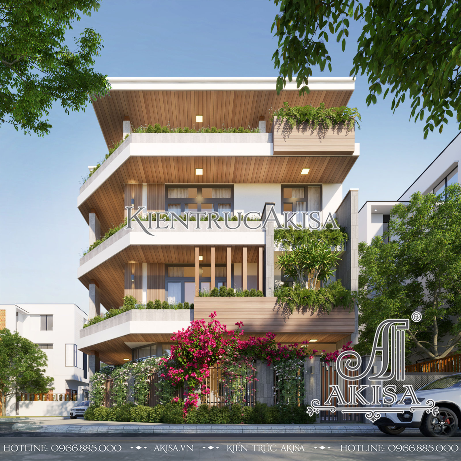 Thiết kế biệt thự hiện đại 4 tầng đẹp (CĐT: ông Tiến - Quảng Bình) BT41713