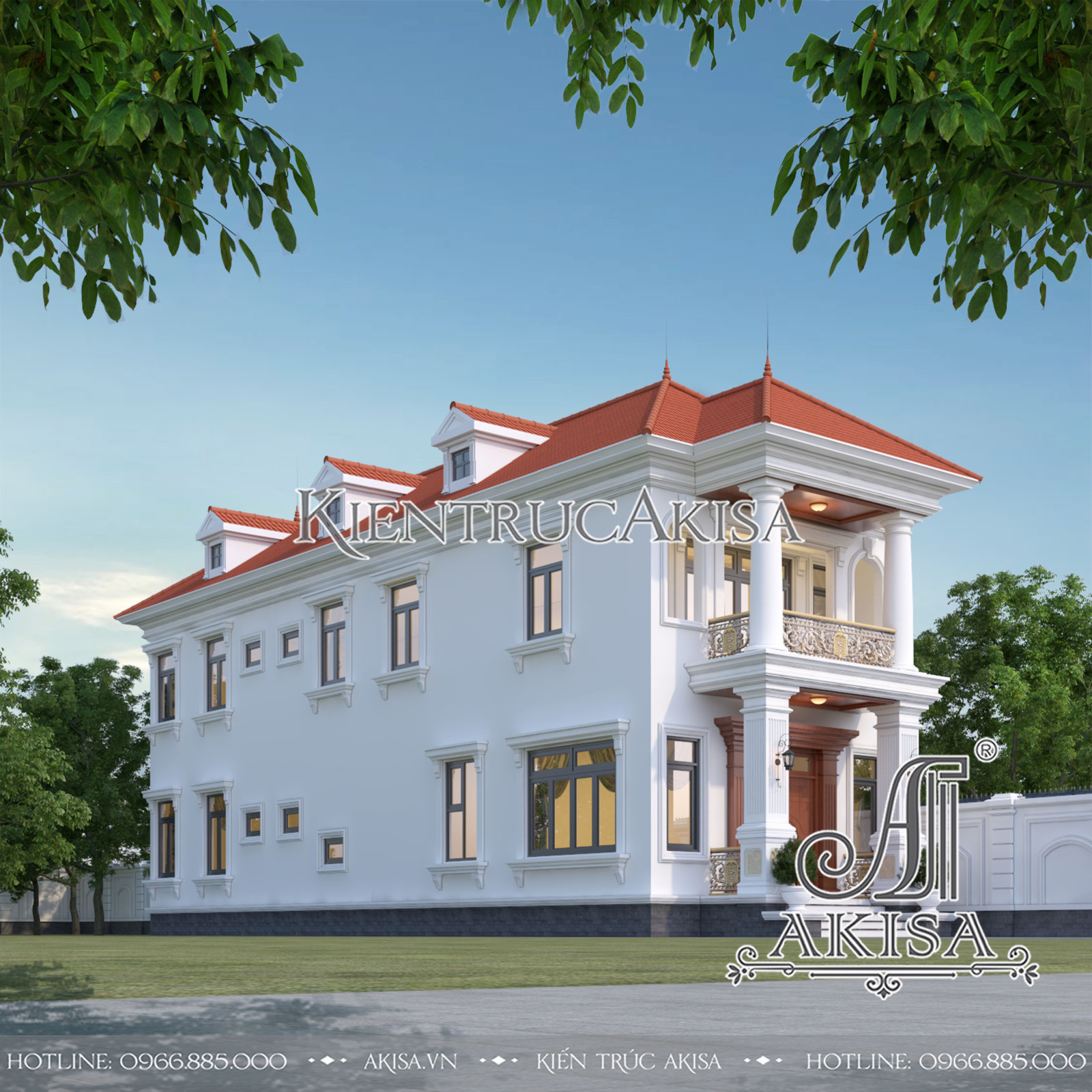 Thiết kế biệt thự phố 2 tầng tân cổ điển (CĐT: ông Bảng - Bình Thuận) BT22721