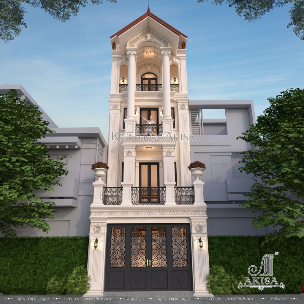Hoàn thiện nhà phố tân cổ điển 4 tầng (CĐT: ông Lâm - Thái Bình) TC42394
