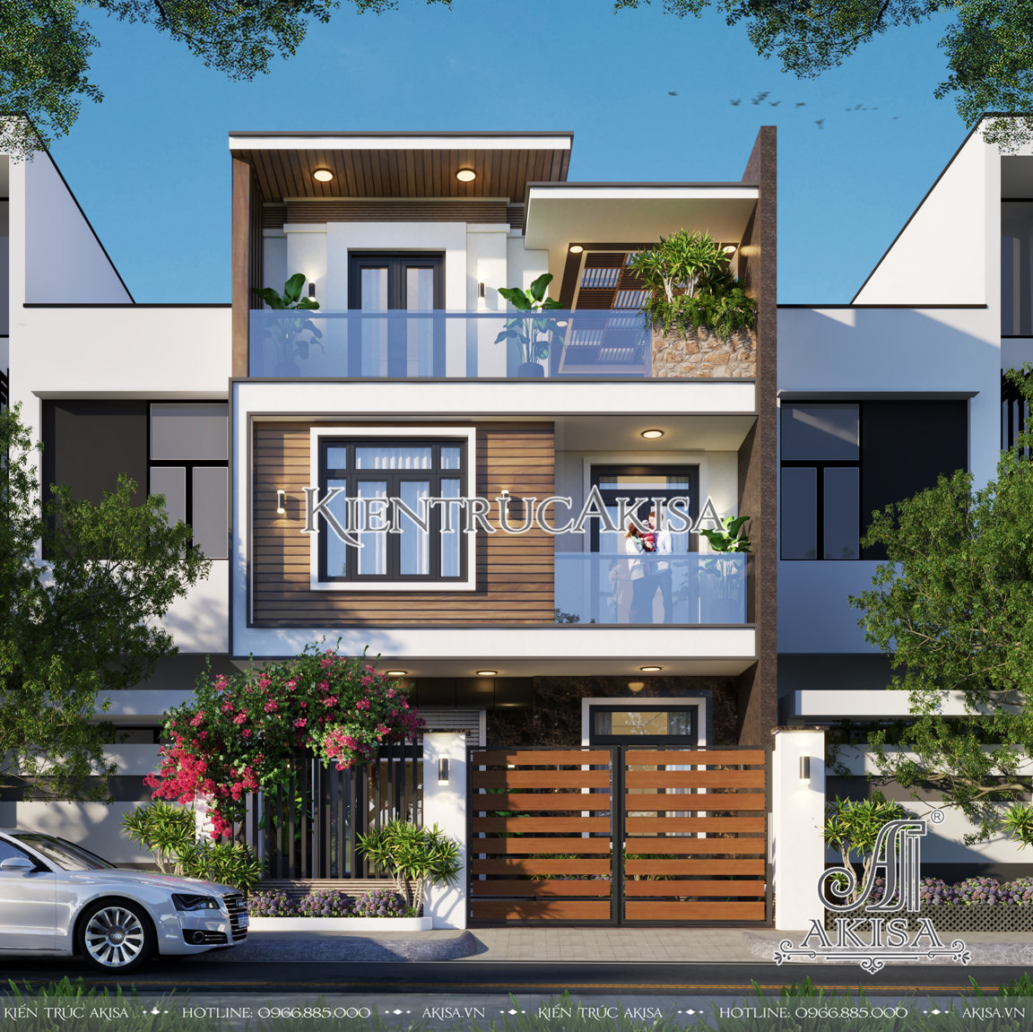 Thiết kế nhà phố 3 tầng 1 tum hiện đại M259 - Nhà đẹp Vinahouse
