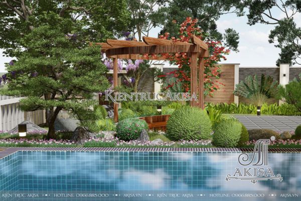 Thiết kế sân vườn tiểu cảnh biệt thự đẹp (CĐT: bà Hằng - Lâm Đồng) SV21690