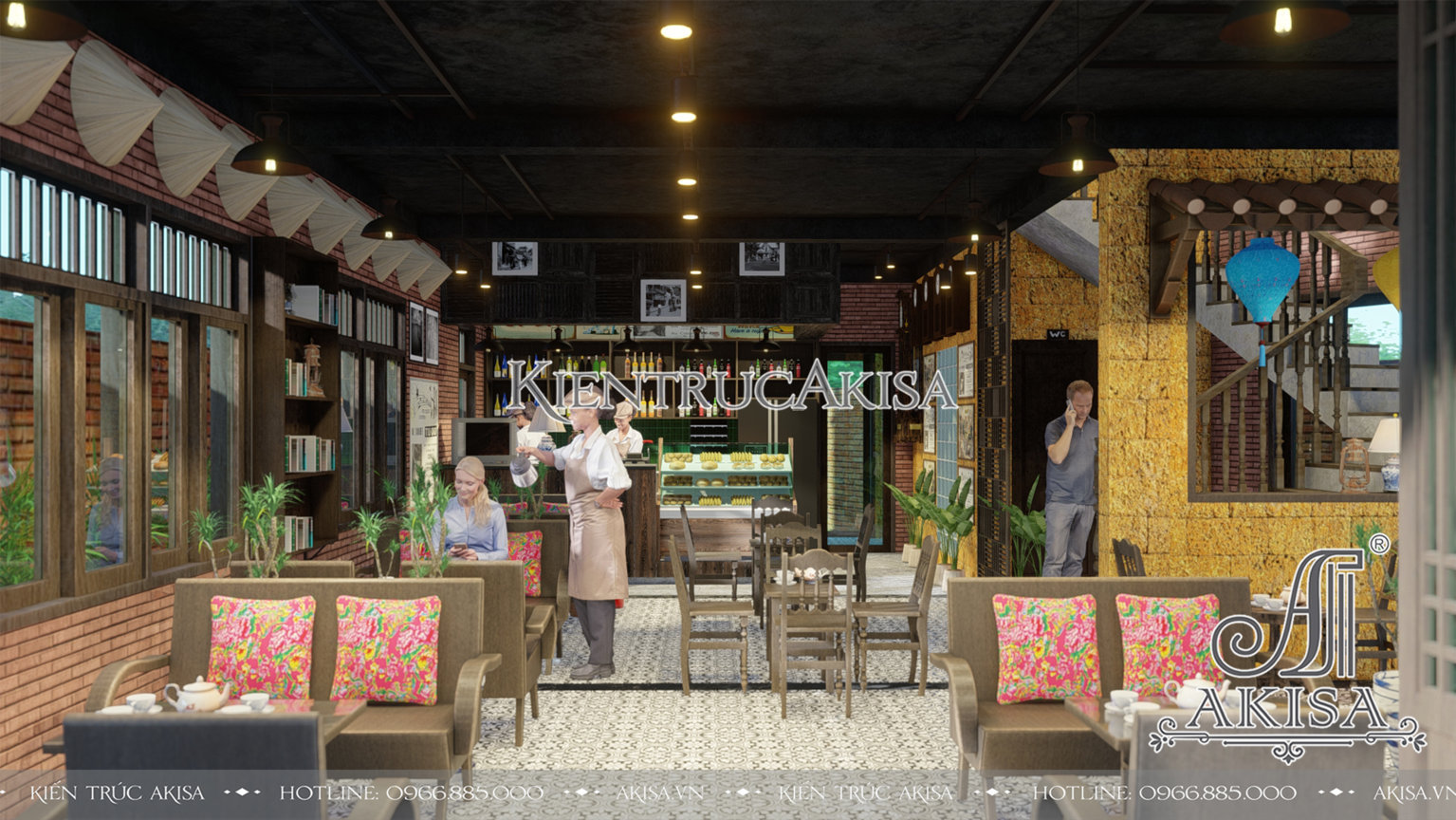 Thiết kế quán cafe phong cách vintage (CĐT: ông Bảo - Đắk Lắk) KT21738