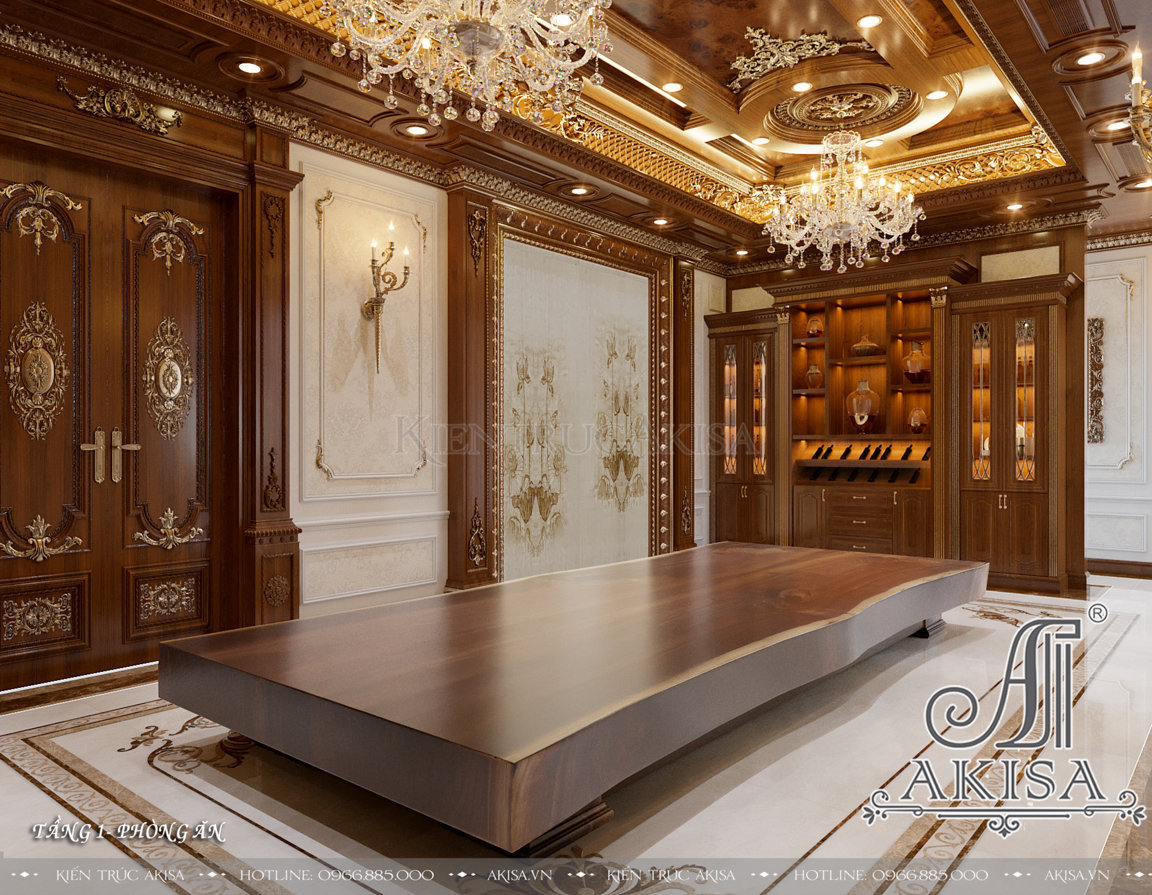 Thiết kế nội thất gỗ gõ đỏ phong cách tân cổ điển (CĐT: ông Đồng - Phú Thọ) NT12165