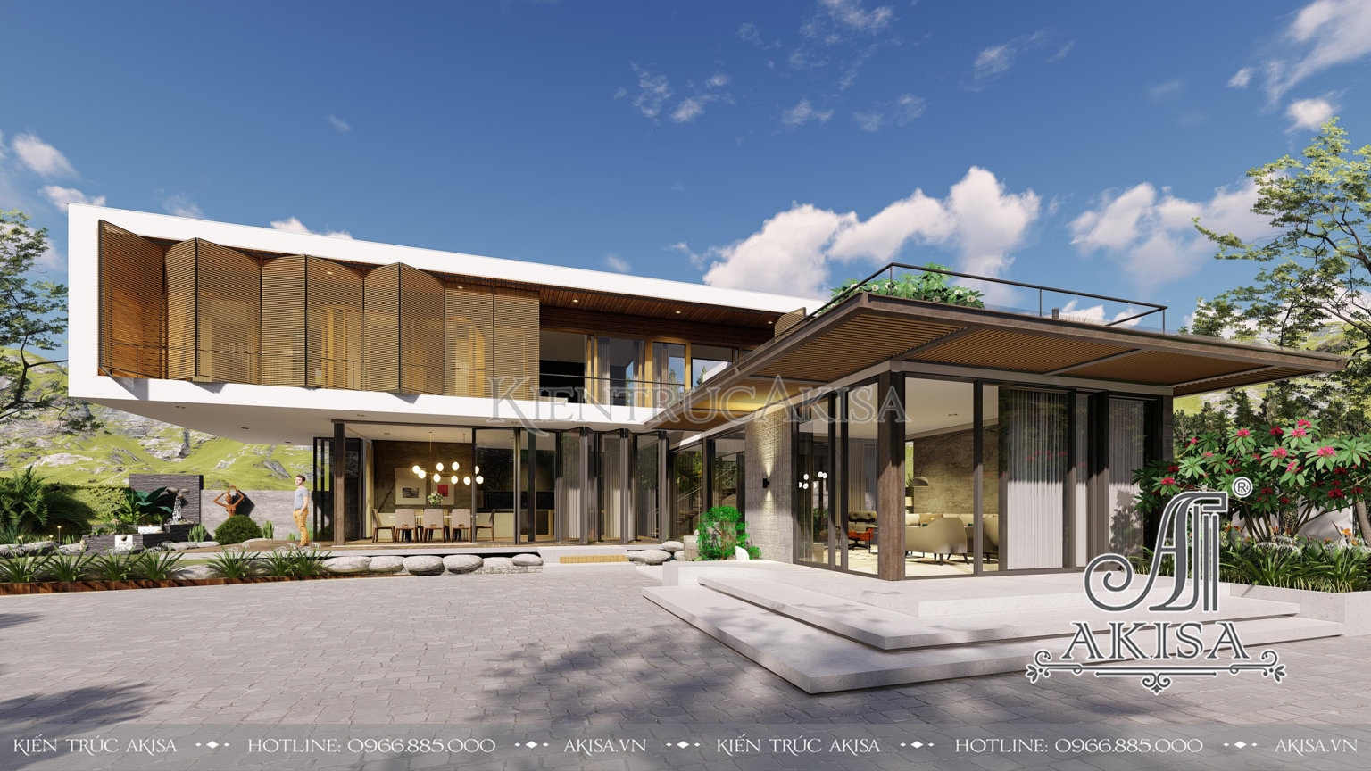 Thiết kế nhà Villa hiện đại 2 tầng (CĐT: ông Hùng - Quảng Ninh) BT21750