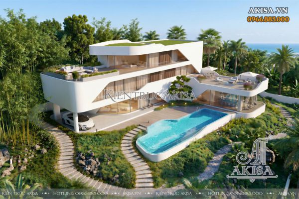 Thiết kế siêu biệt thự nghỉ dưỡng 3 tầng (CĐT: bà Linh - Lào Cai) BT31763