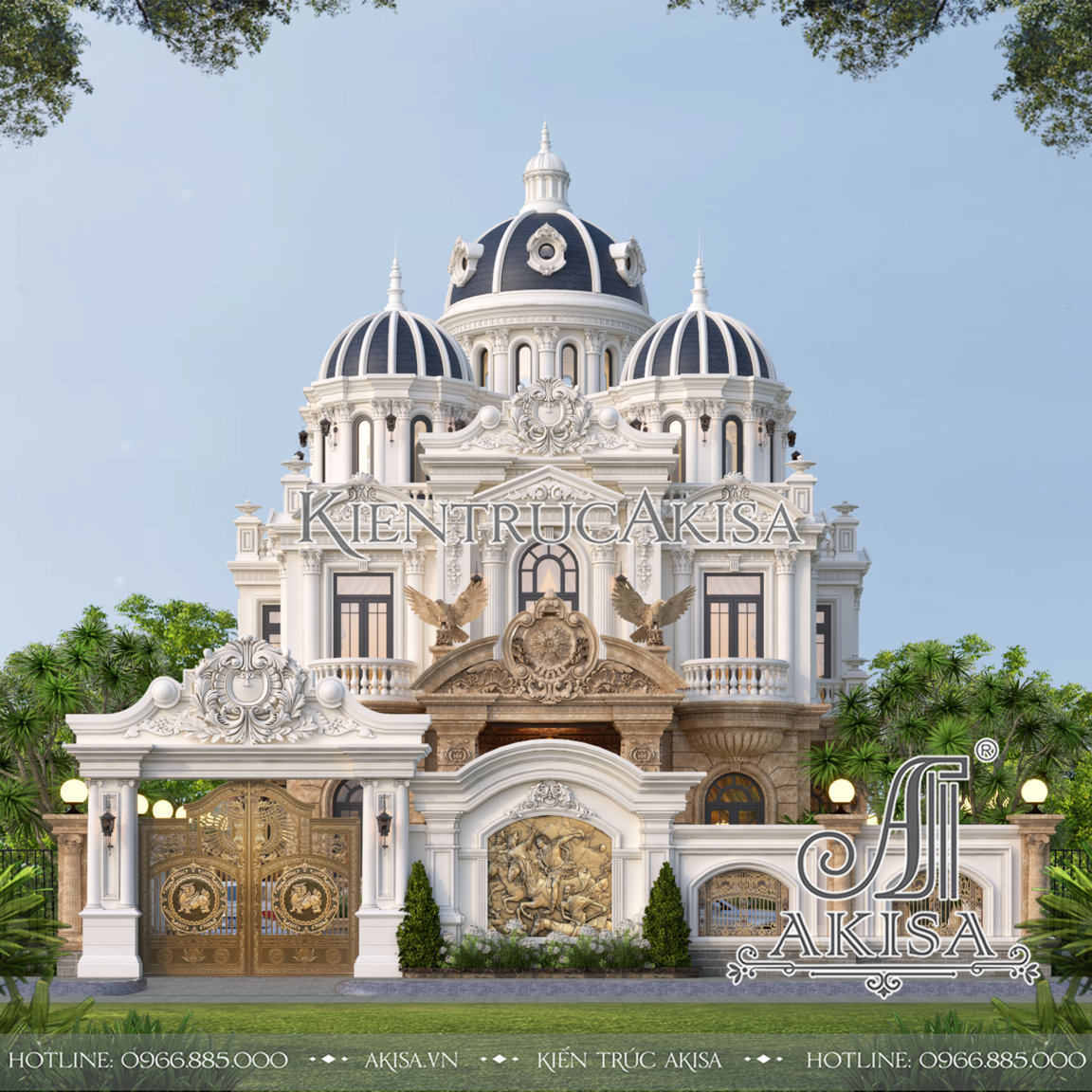 Thiết kế biệt thự lâu đài 3 tầng cổ điển Pháp đẹp đẳng cấp tại Quảng Bình