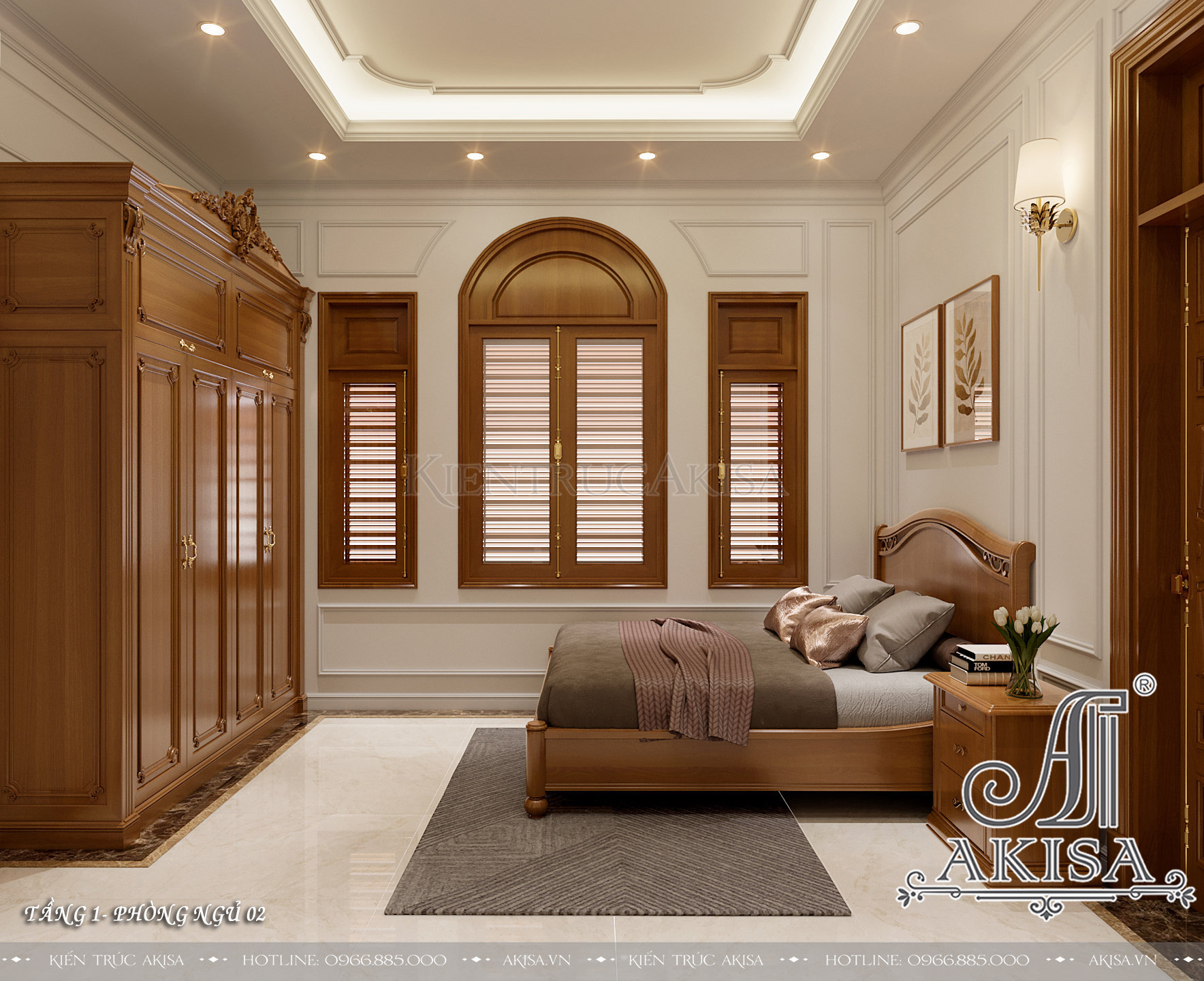 Thiết kế nội thất tân cổ điển gỗ sang trọng (CĐT: ông Đăng - Hà Nội) NT22766