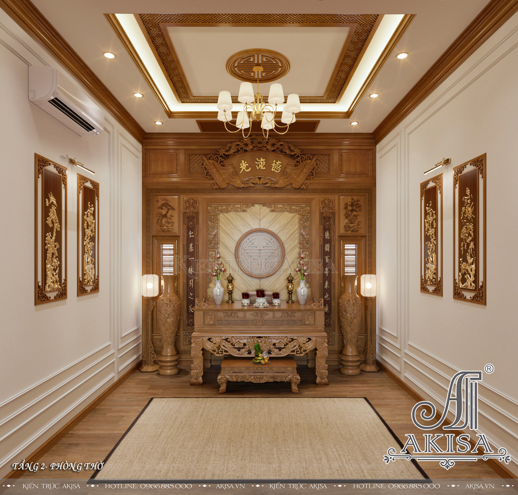 Thiết kế nội thất tân cổ điển gỗ sang trọng (CĐT: ông Tường - Hà Nội) NT22766