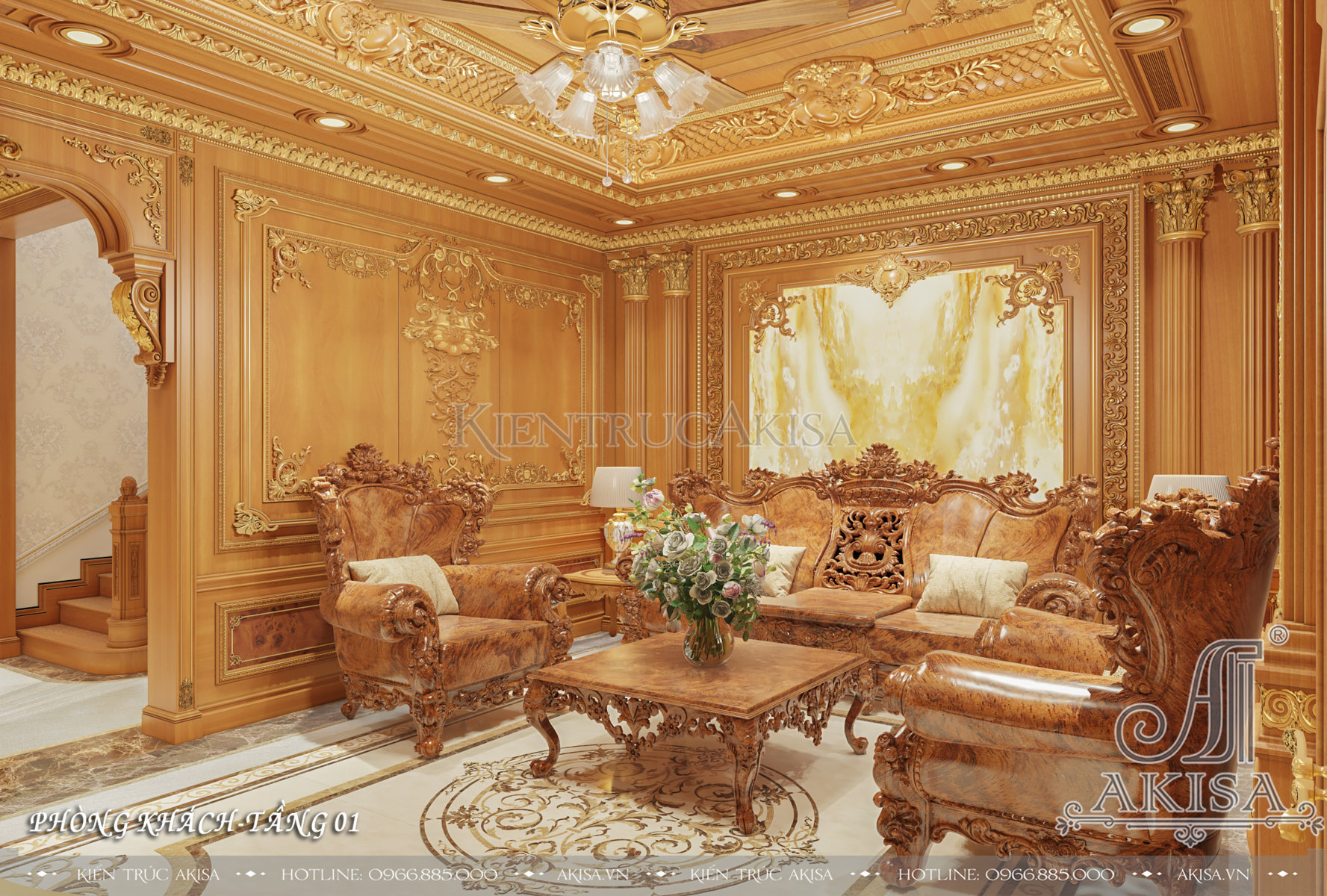 Mẫu nội thất gỗ tự nhiên phong cách tân cổ điển (CĐT: bà Nga - Bắc Ninh) NT42790