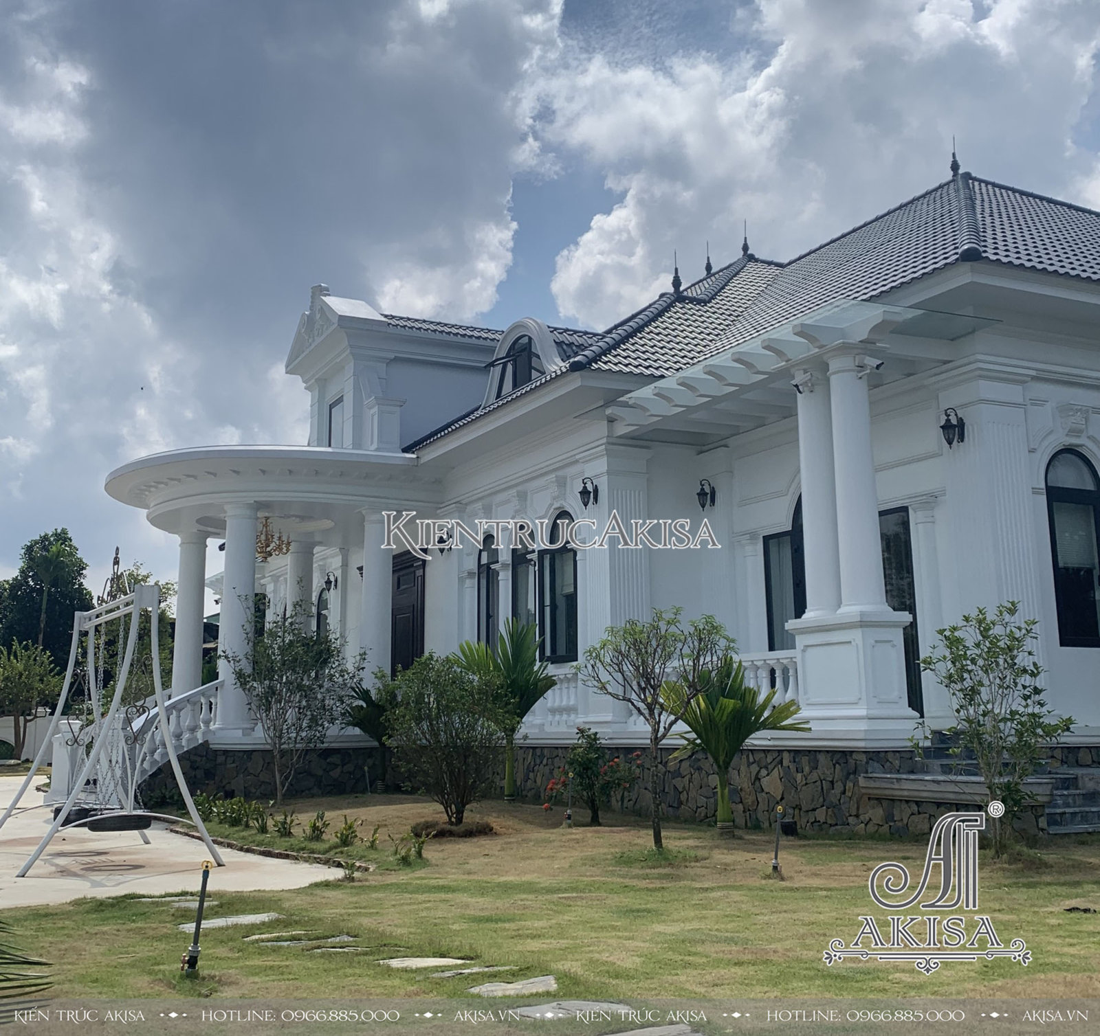 Hoàn thiện kiến trúc biệt thự 1 tầng tân cổ điển tại Phú Thọ (CĐT: ông Long) HT12576-KT
