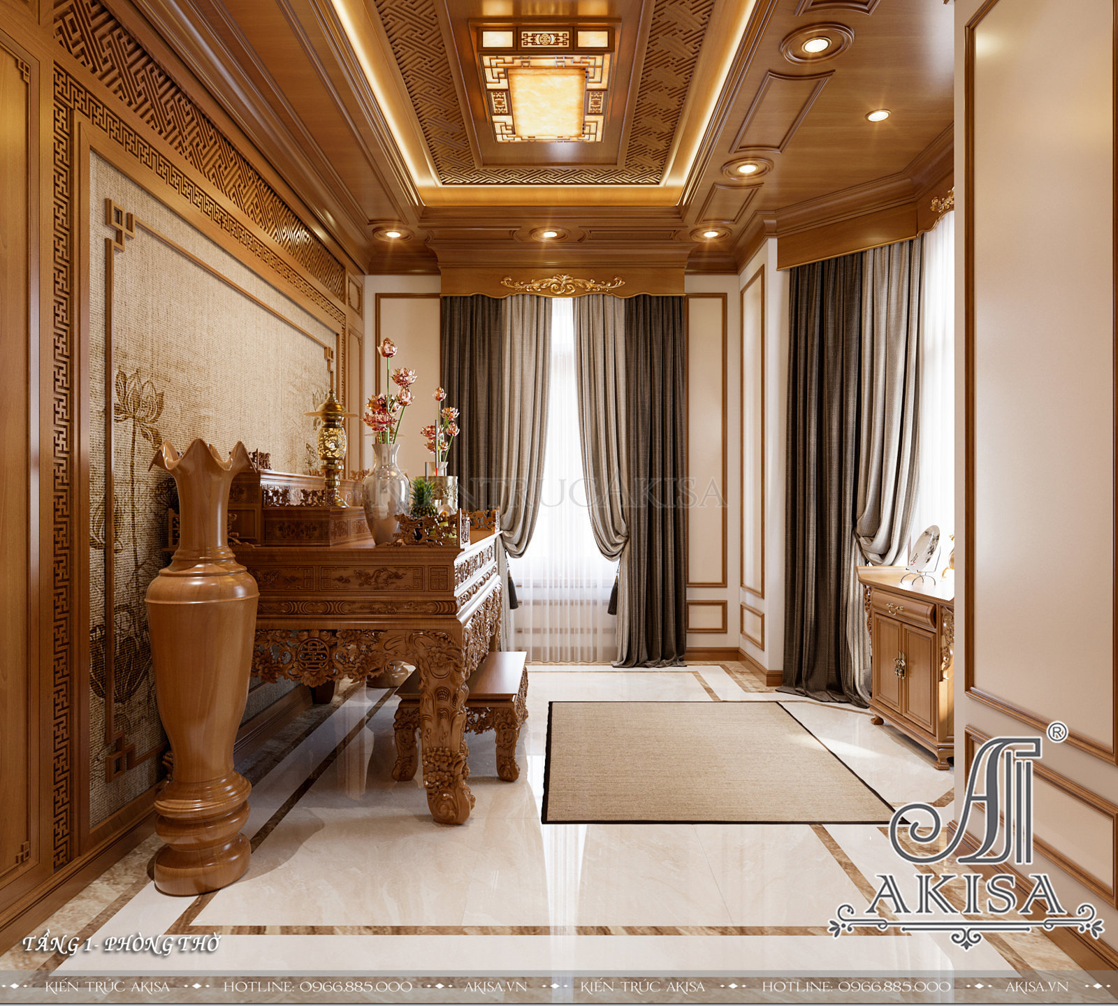 Mẫu nội thất gỗ hương phong cách tân cổ điển (CĐT: ông Thái - Quảng Bình) NT12767
