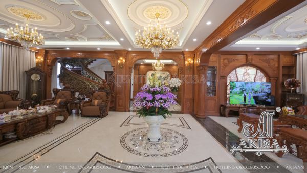 Hoàn thiện nội thất biệt thự 3 tầng phong cách tân cổ điển (CĐT: Ông Kiên-Quảng Ninh) HT32479-NT