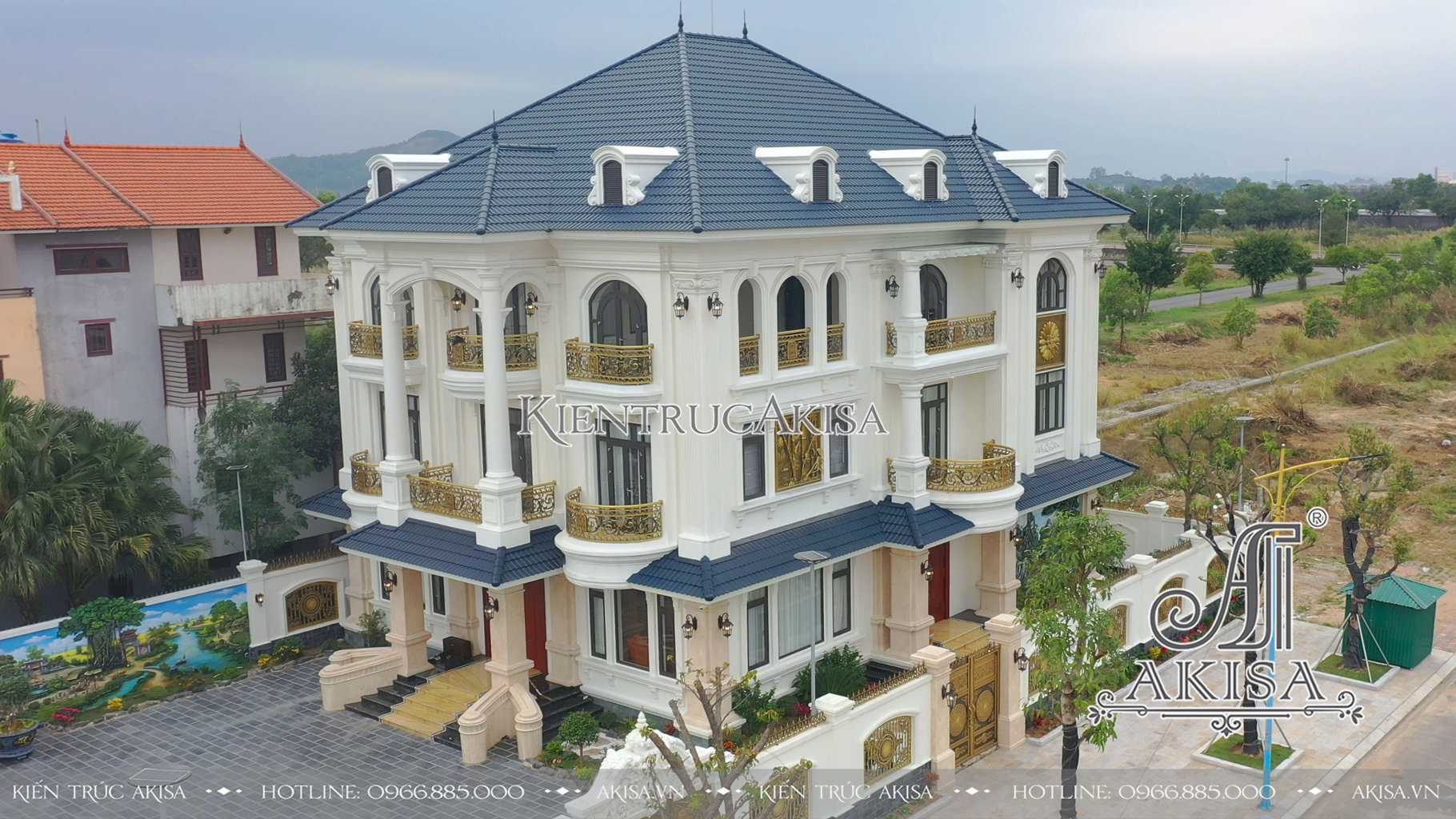Hoàn thiện kiến trúc ngoại thất Biệt thự 3 tầng tân cổ điển (CĐT: ông Kiên-Quảng Ninh) HT32479-KT