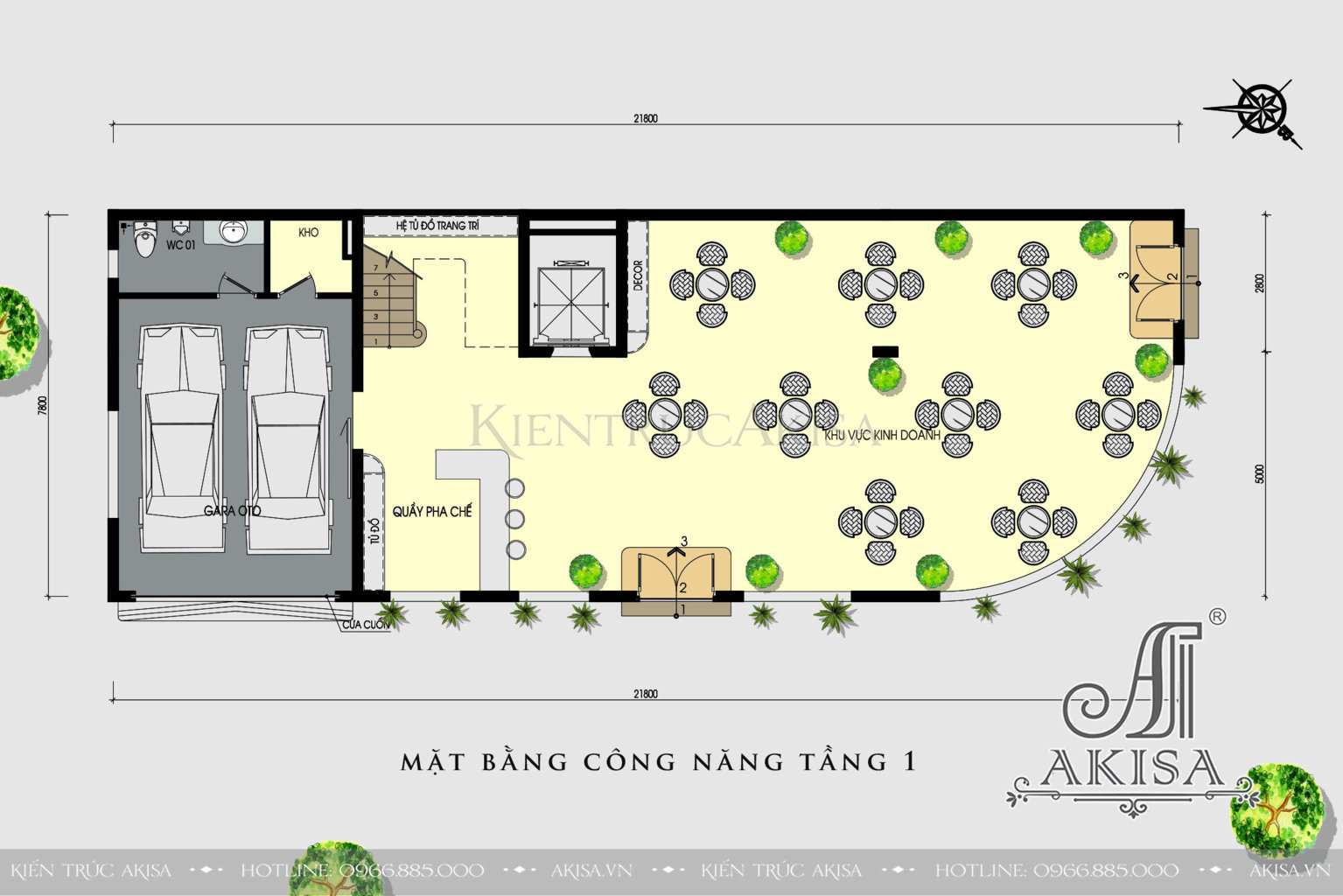 Thiết kế quán cafe hiện đại 3 tầng (CĐT: bà Thư - Nha Trang) NH31819