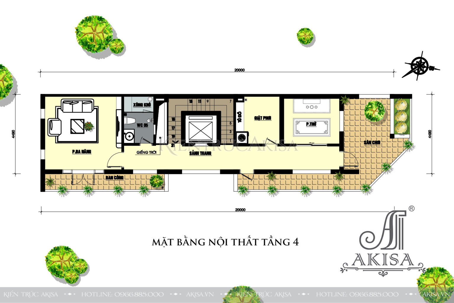 Nhà lô góc 4 tầng hiện đại mái bằng 2 mặt tiền kết hợp kinh doanh (CĐT: ông Thạ - Bắc Ninh) NVP41823