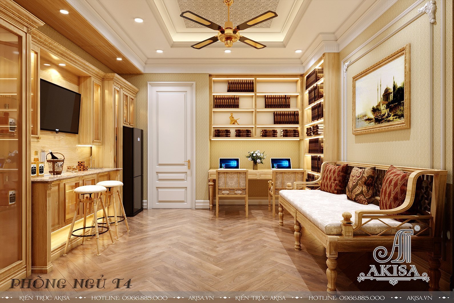 Thiết kế nội thất biệt thự liền kề phong cách tân cổ điển đẹp (CĐT: bà Hà - Hồ Chí Minh) NT12221