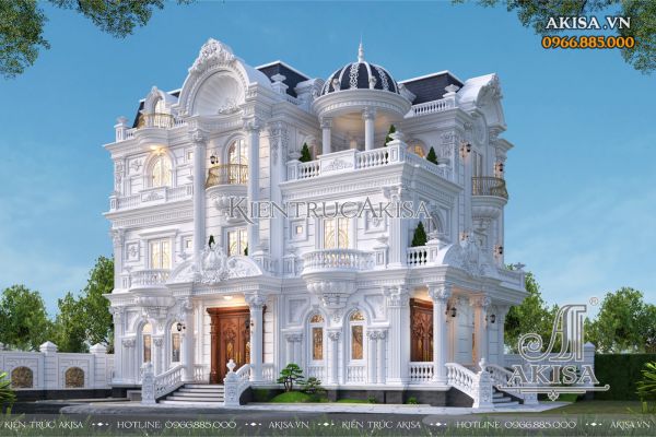 Mẫu nhà biệt thự kiểu Pháp 3 tầng mái Mansard (CĐT: ông Hùng - Hà Nội) BT33830