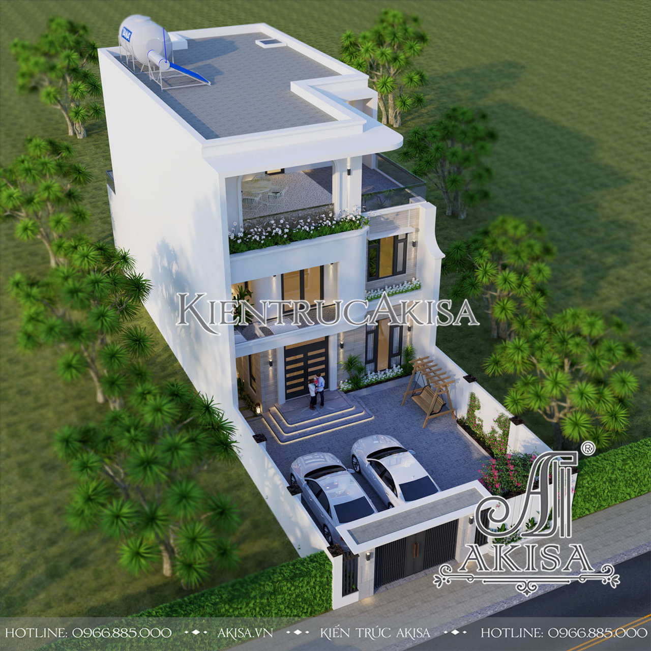 Biệt thự phố hiện đại 3 tầng mái bằng (CĐT: ông Thu - Vĩnh Phúc) BT31833