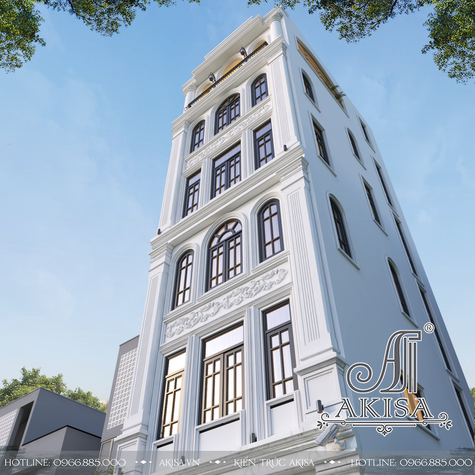 Thiết kế nhà phố tân cổ điển 6 tầng (CĐT: ông Dũng - Hà Nội) NP62845