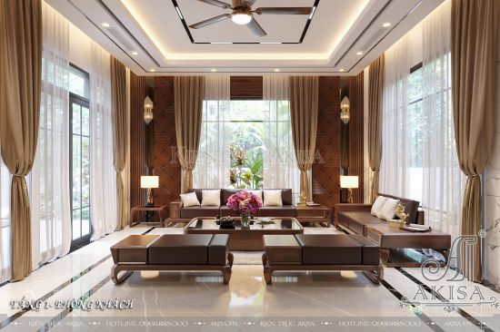 Mẫu nội thất biệt thự hiện đại gỗ óc chó nhập khẩu (CĐT: ông Dũng - Đồng Nai) NT21803