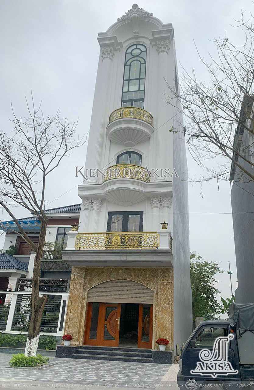 Thiết kế nhà phố 5 tầng mặt tiền 5m tân cổ điển đẹp sang trọng (CĐT: ông Chiến - Bắc Ninh) NP52862