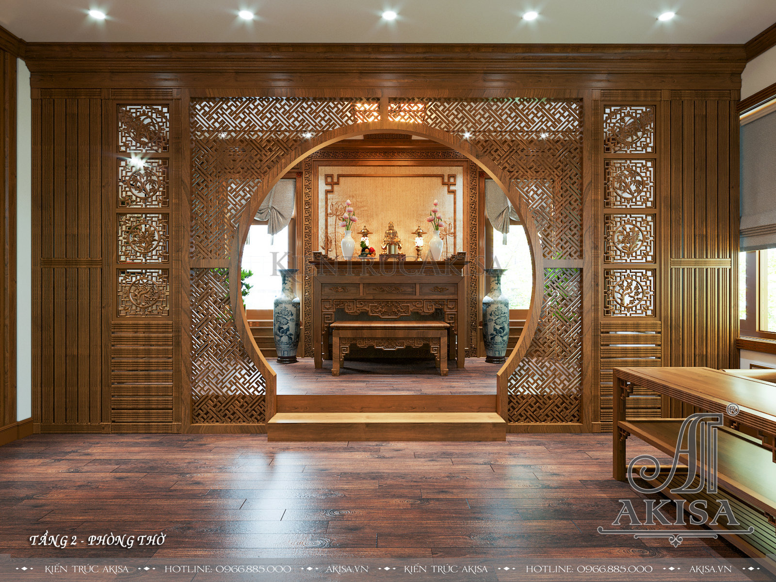 Thiết kế nội thất gỗ tự nhiên phong cách tân cổ điển (CĐT: ông Định - Hòa Bình) NT21797