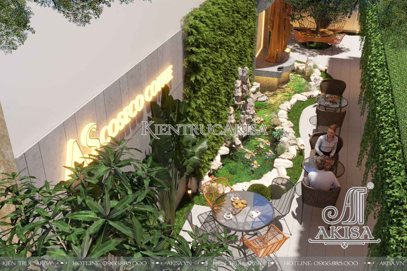 Thiết kế sân vườn quán cafe hiện đại (CĐT: bà Thanh - TP Hồ Chí Minh) SV11860