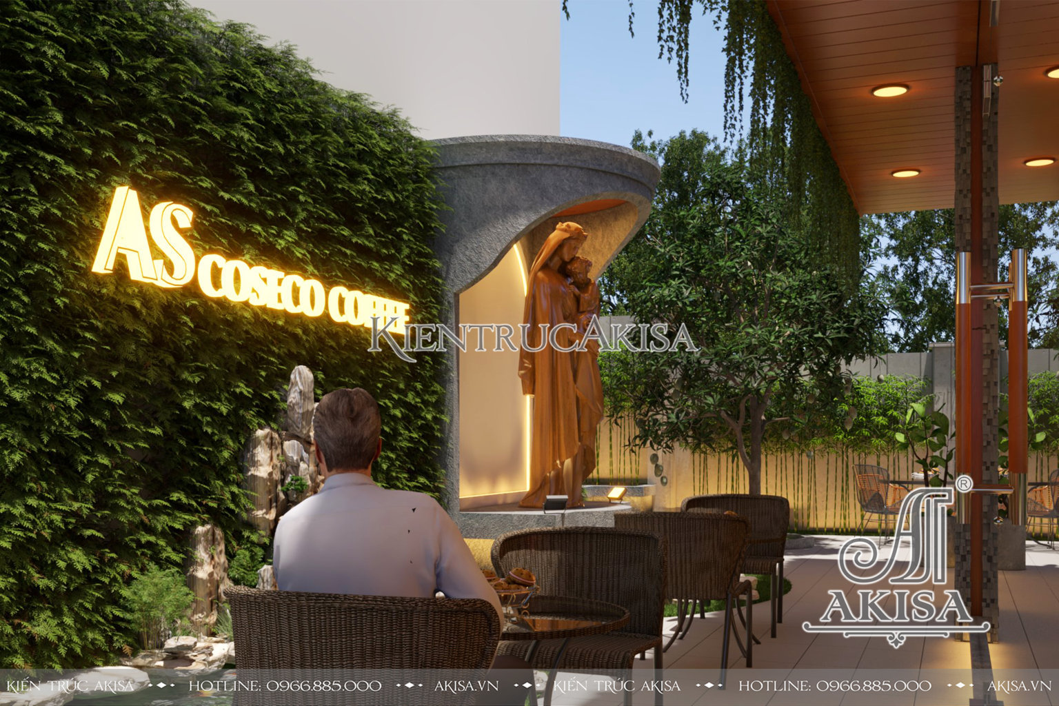 Thiết kế sân vườn quán cafe hiện đại (CĐT: bà Thanh - TP Hồ Chí Minh) SV11860