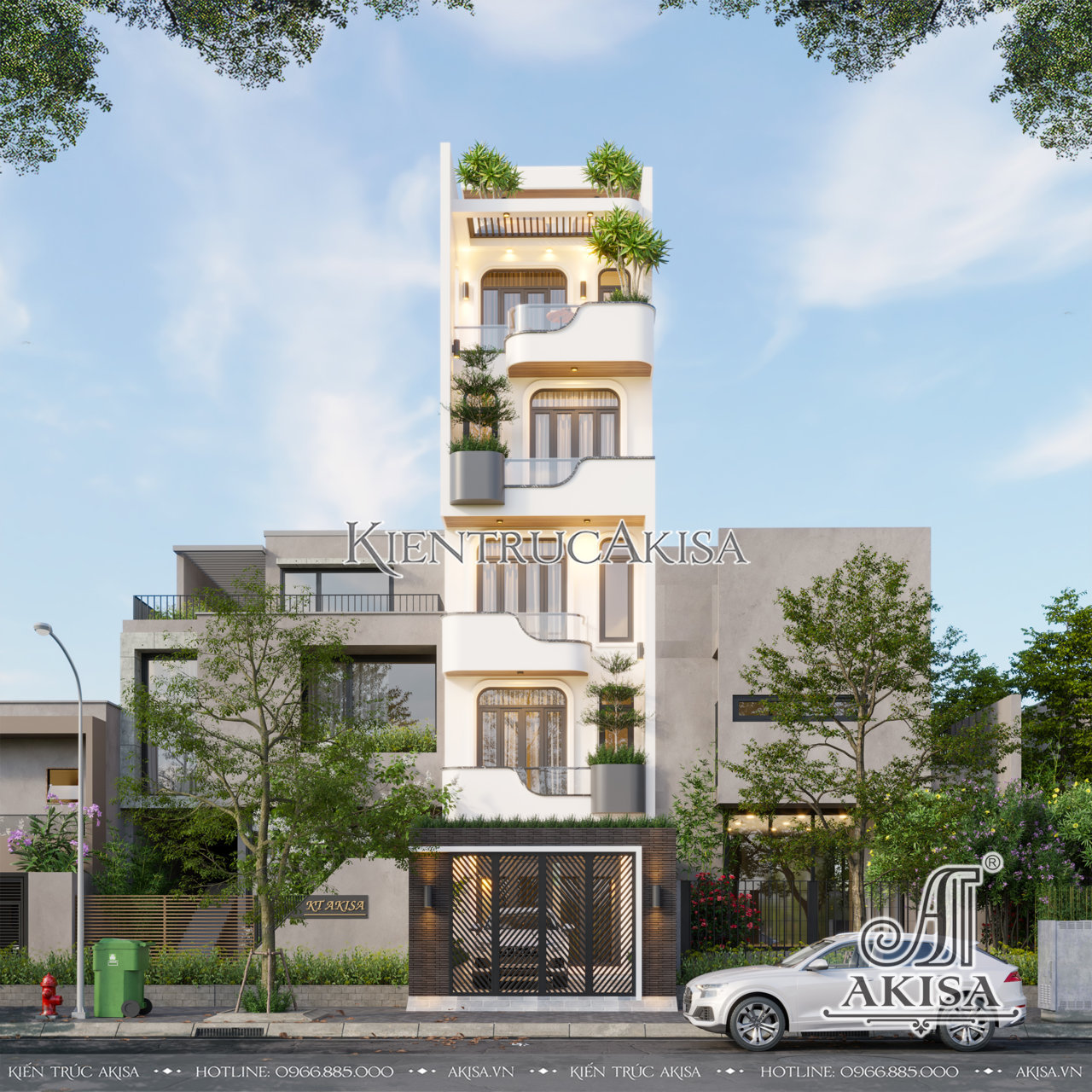 Thiết kế nhà mặt phố hiện đại 5 tầng (CĐT: ông Minh - Vĩnh Long) NP51873