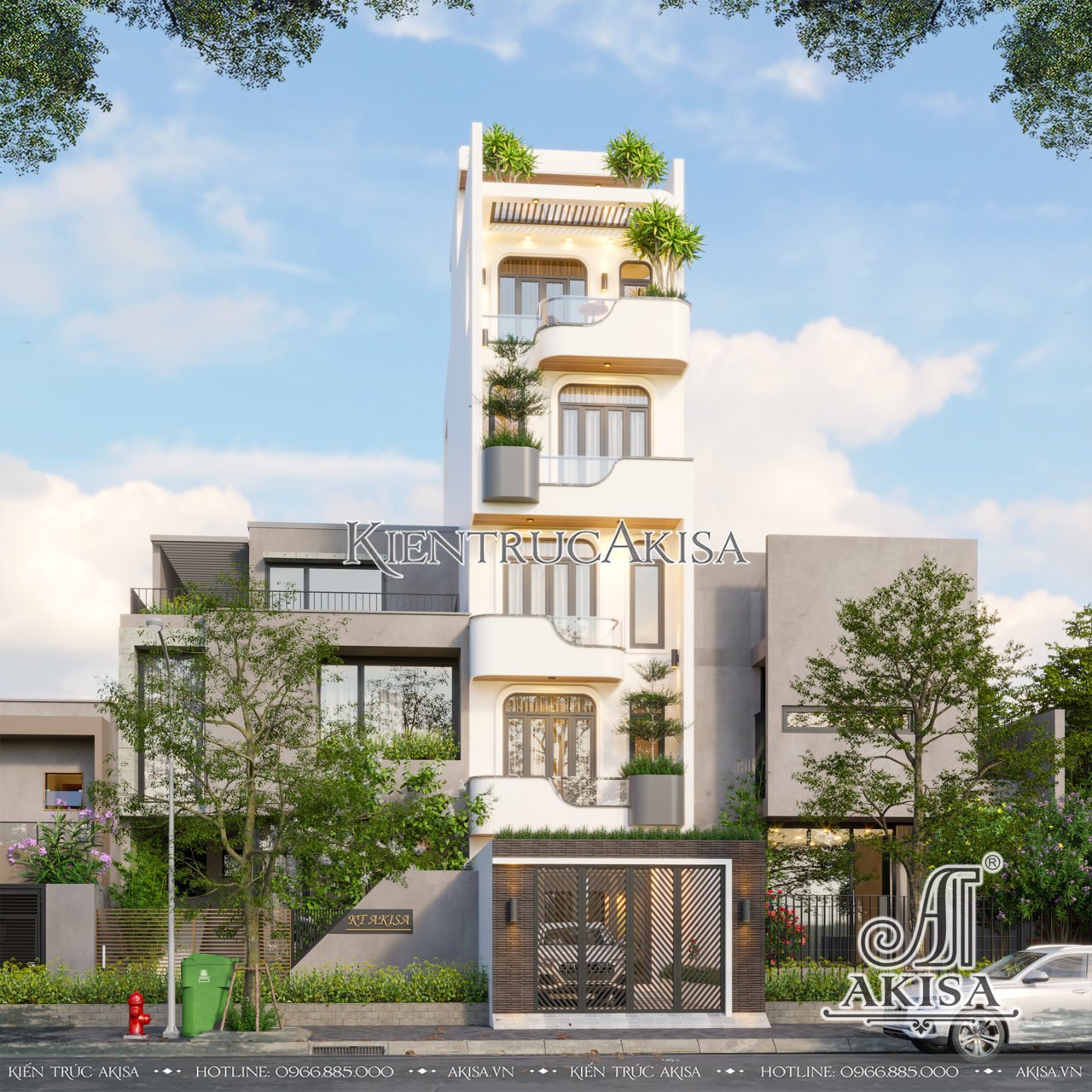 Thiết kế nhà mặt phố hiện đại 5 tầng (CĐT: ông Minh - Vĩnh Long) NP51873