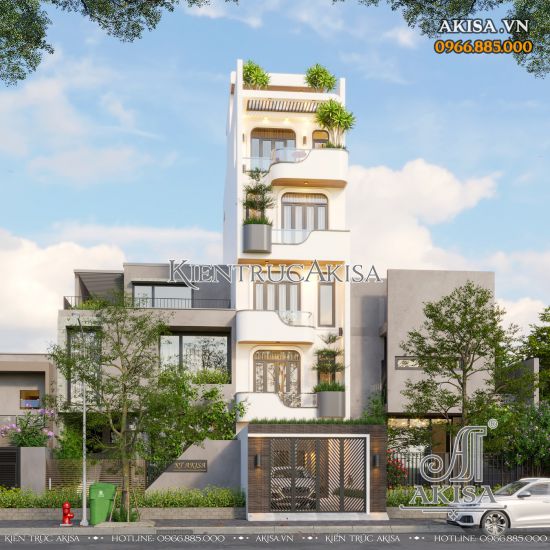 Thiết kế nhà mặt phố hiện đại 5 tầng (CĐT: ông Minh - Vĩnh Long) NP51873