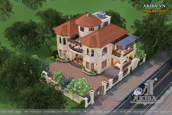 Mẫu biệt thự 2.5 tầng phong cách Địa Trung Hải (CĐT: bà Hằng - Ninh Bình) BT24884
