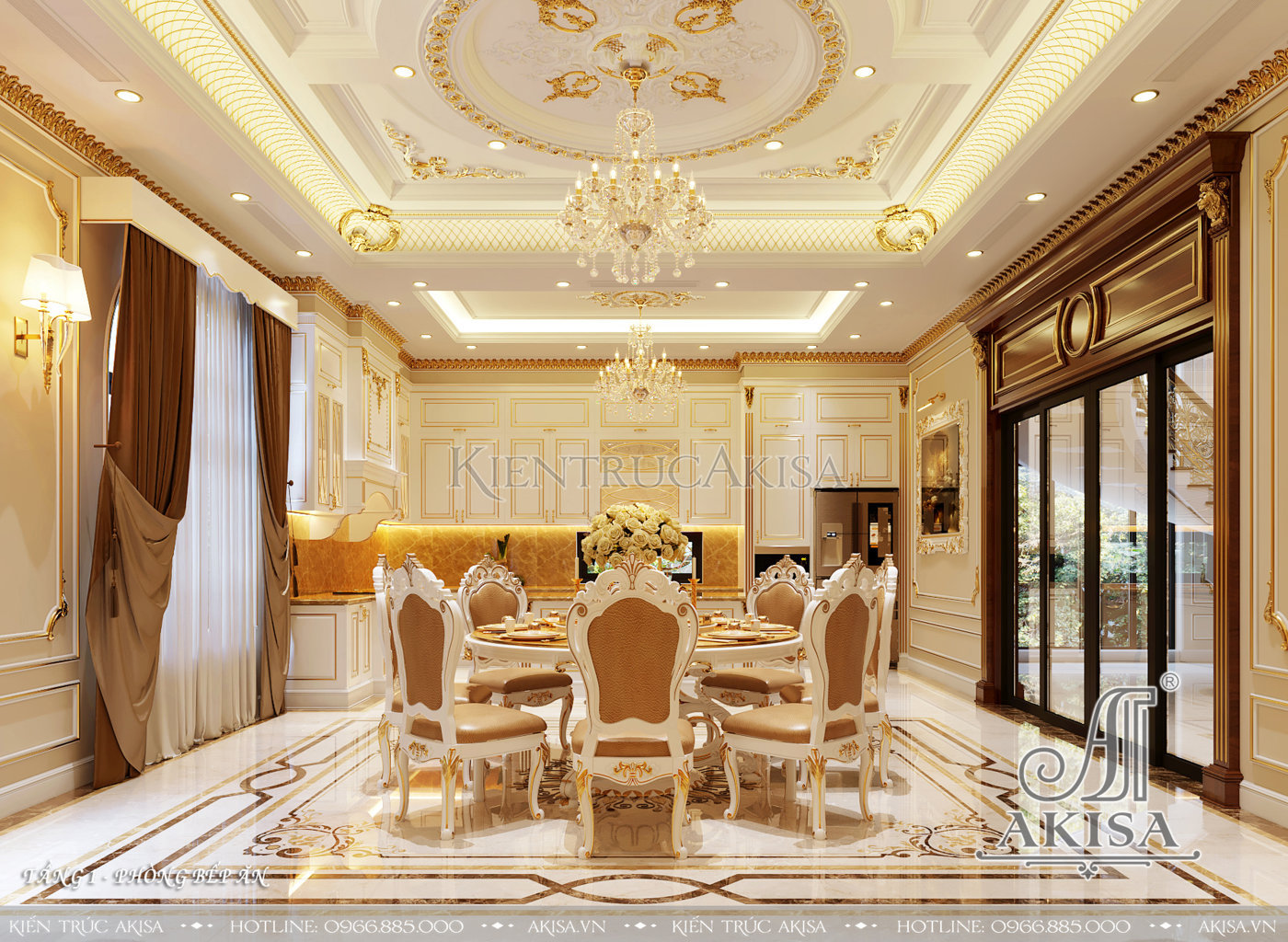 Thiết kế nội thất biệt thự tân cổ điển dát vàng đẹp đẳng cấp (CĐT: bà Oanh - Long An) NT22824