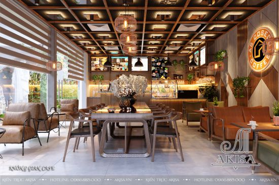 Thiết kế nội thất quán cafe sân vườn phong cách hiện đại (CĐT: bà Thanh - TP. Hồ Chí Minh) NT11860