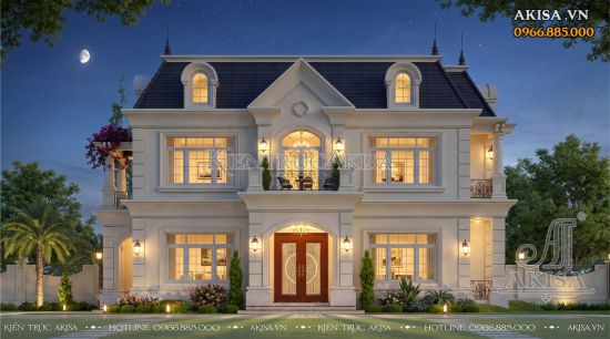 Mẫu biệt thự 2 tầng 4 phòng ngủ phong cách tân cổ điển (CĐT: ông Hải - Hải Dương) BT22888