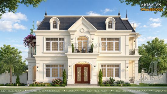 Mẫu biệt thự 2 tầng 4 phòng ngủ phong cách tân cổ điển (CĐT: ông Hải - Hải Dương) BT22888