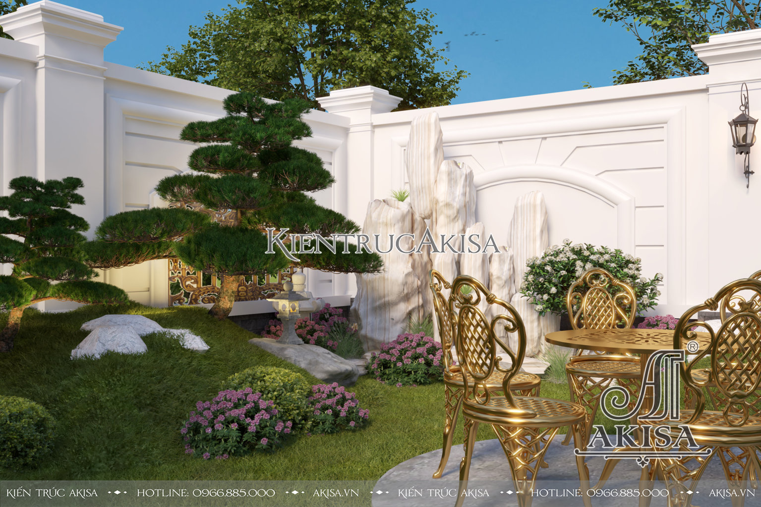 Thiết kế 231m2 sân vườn biệt thự đẹp ấn tượng (CĐT: ông Sỹ - Bắc Ninh) SV32689