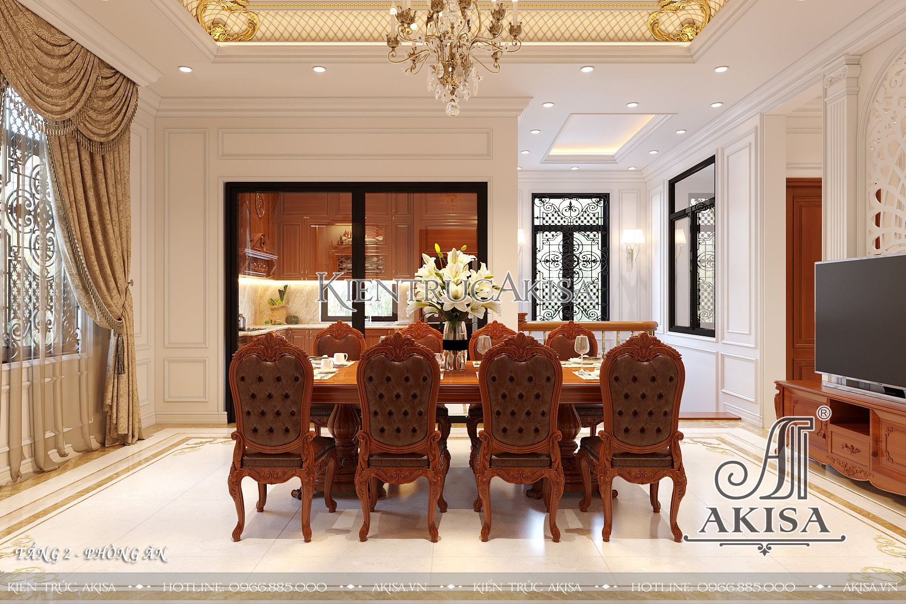 Thiết kế nội thất phong cách tân cổ điển biệt thự 2 tầng (CĐT: ông Siêu - Quảng Bình) NT22864