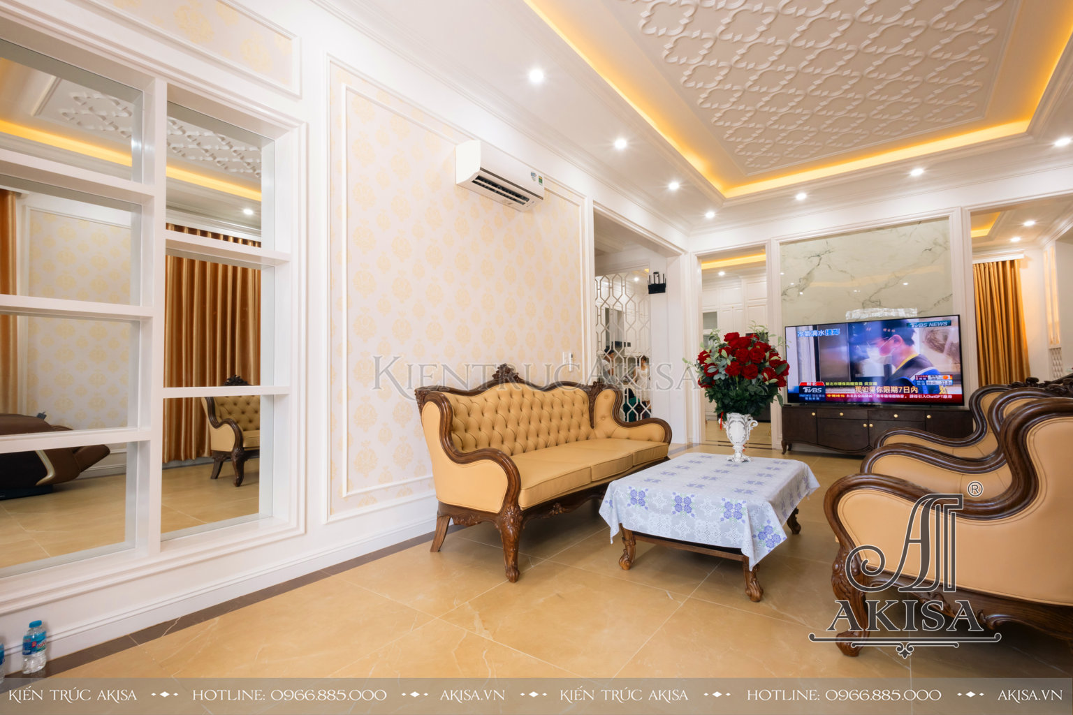 Hoàn thiện nội thất Biệt thự 3 tầng tân cổ điển tại Đồng Nai (CĐT: Ông Vũ ) HT32720-NT