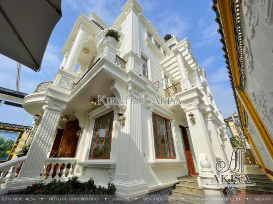 Hình ảnh hoàn thiện kiến trúc biệt thự tân cổ điển 3 tầng tại Hải Dương (CĐT: ông Chiến) HT32495-KT