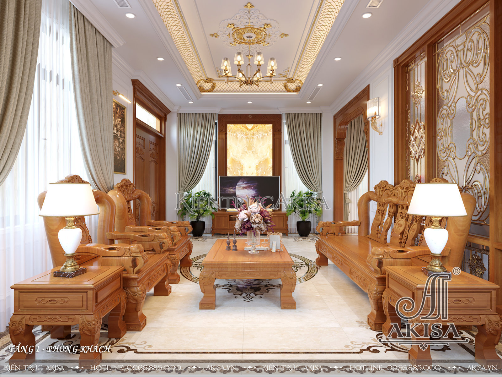 Mẫu nội thất nhà đẹp 2 tầng phong cách tân cổ điển kết hợp hiện đại (CĐT: bà Chi - Khánh Hòa) NT22259